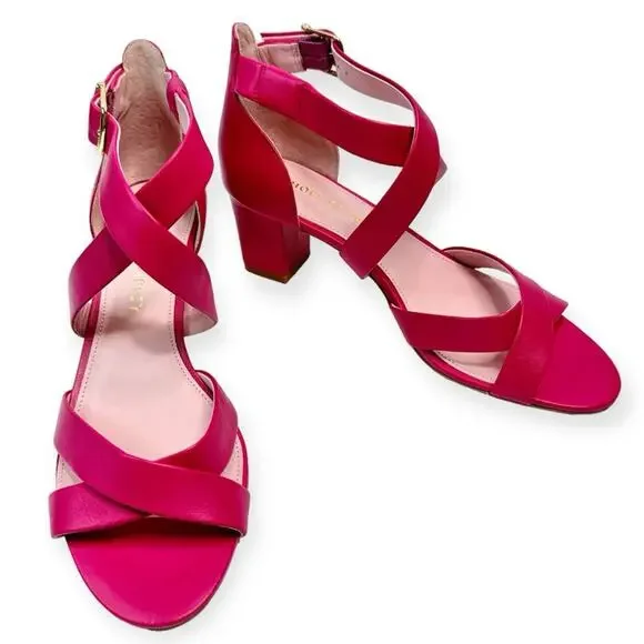 Shoes of Prey Pink Strappy Sandals Ankle Strap 2 inch Block Heels Size 7.5 New - Picture 16 of 16